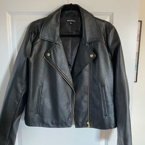 J Crew Black Leather Jacket - size large
